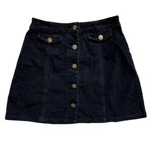 Fashion On Earth Black Corduroy Mini Skirt S
